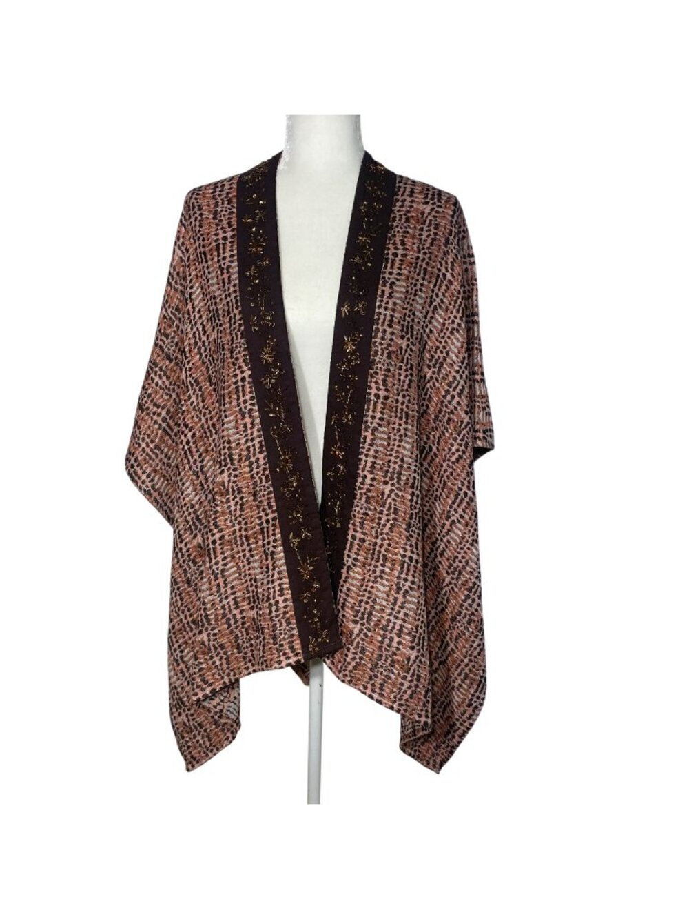 Soft Surroundings Korra Tweed Beaded Wrap Kimono Topper Sz OS Boho 1CY33‎